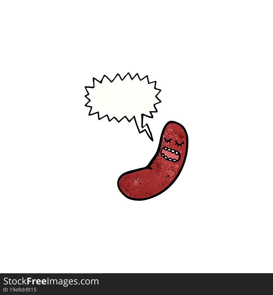 cartoon sausage with speech bubble