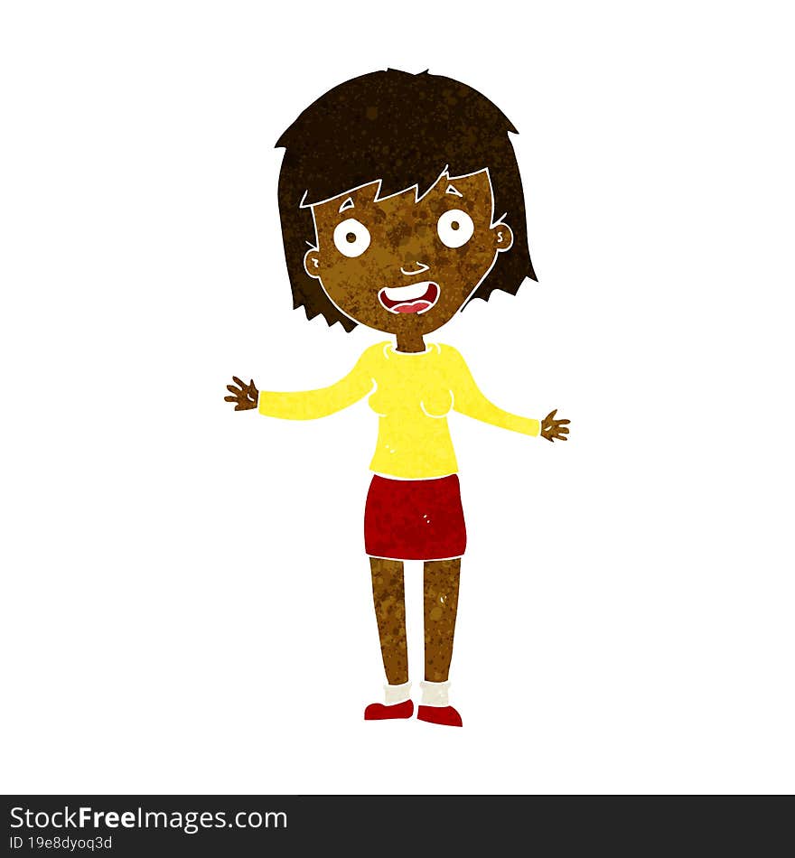 cartoon excited woman