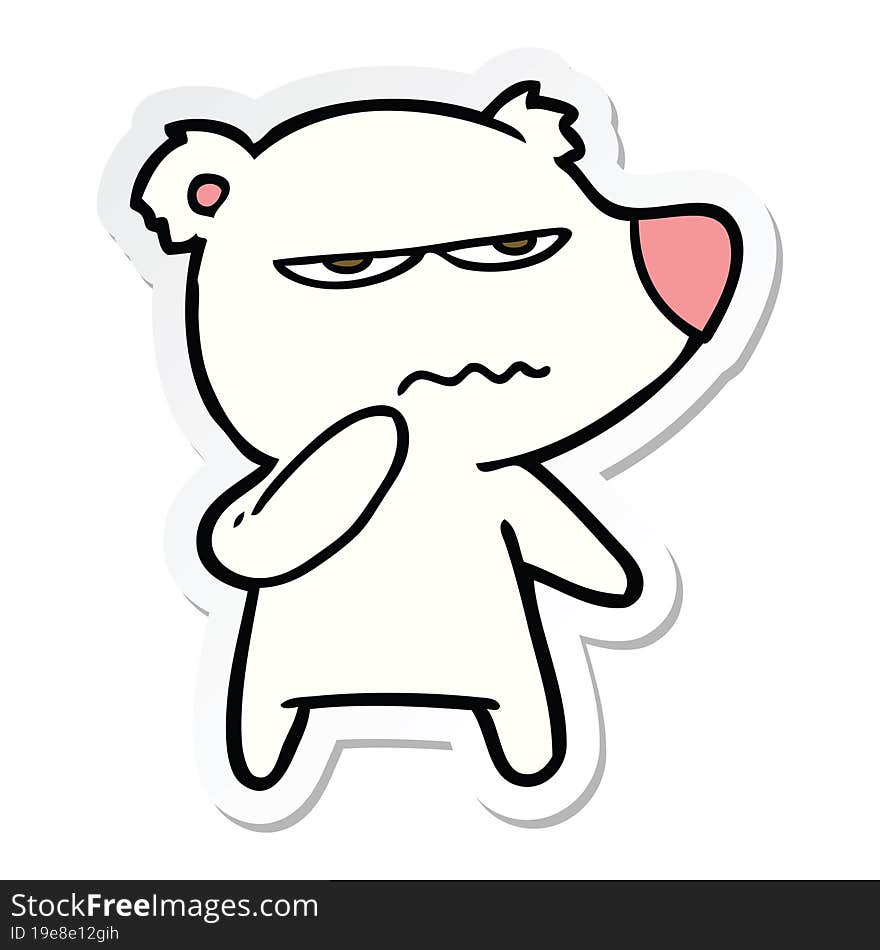 sticker of a angry bear polar cartoon