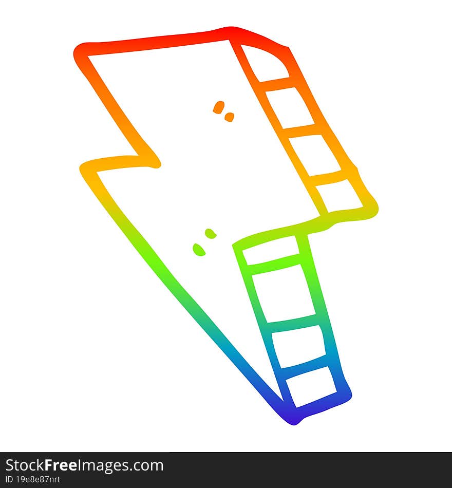 Rainbow Gradient Line Drawing Cartoon Lightning Bolt