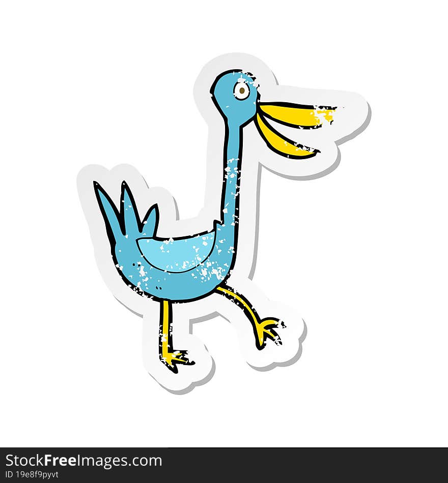 retro distressed sticker of a funny cartoon duck