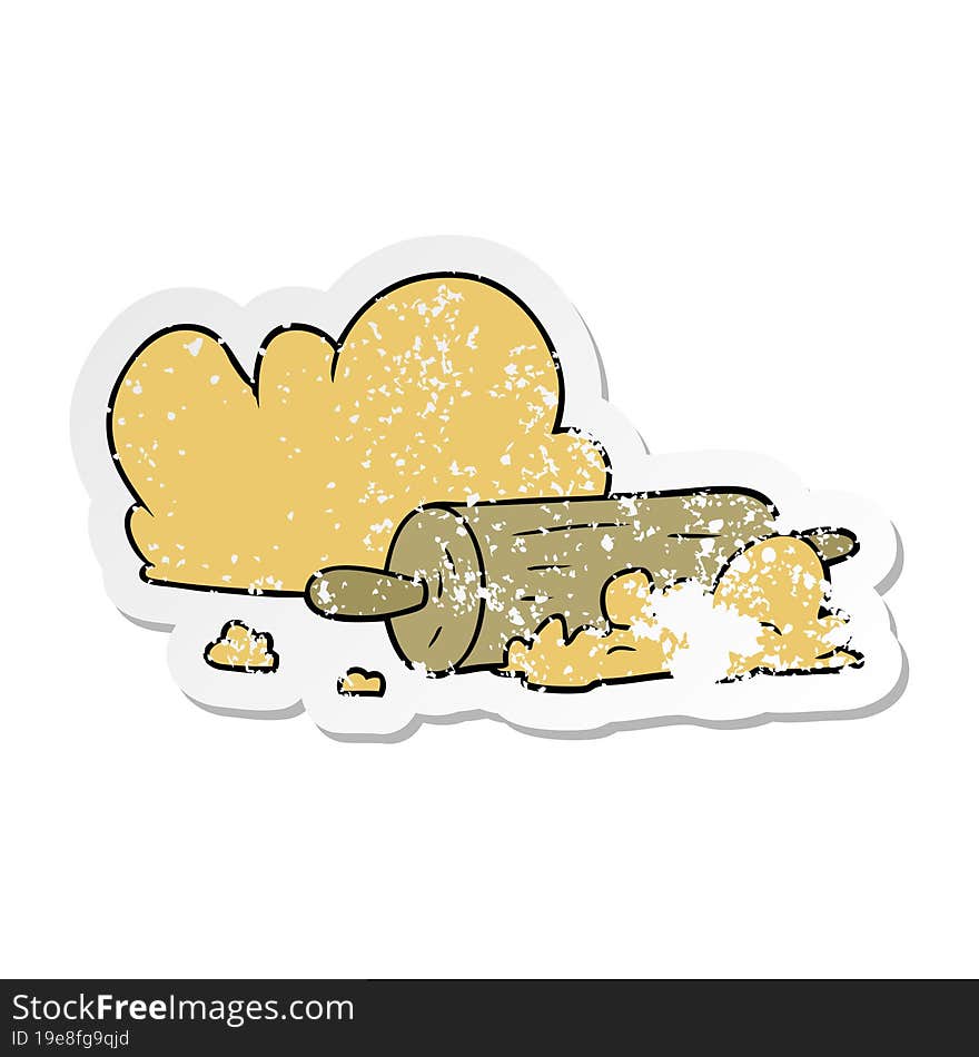 distressed sticker of a cartoon rolling pin and dough