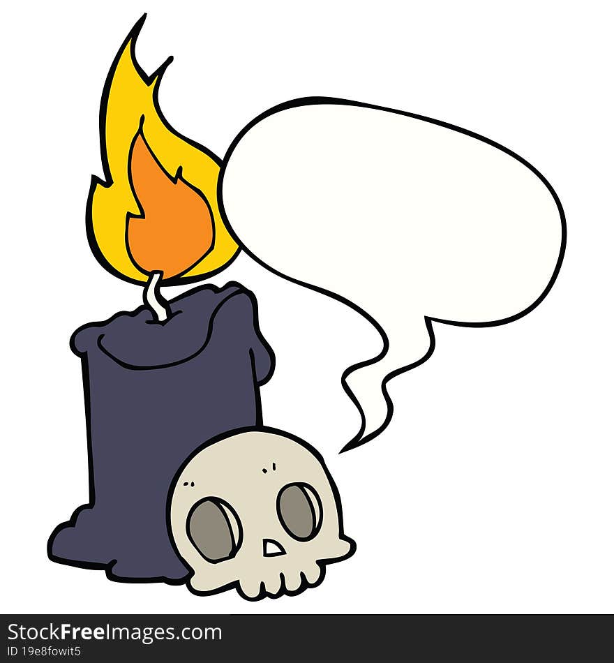 cartoon skull and candle with speech bubble. cartoon skull and candle with speech bubble