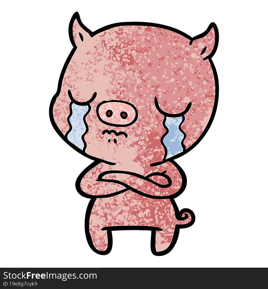 cartoon pig crying. cartoon pig crying