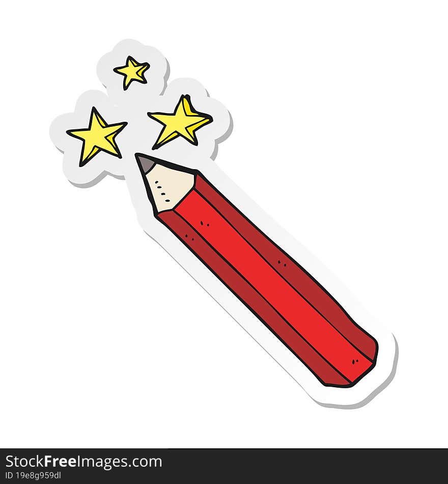 sticker of a cartoon magic pencil