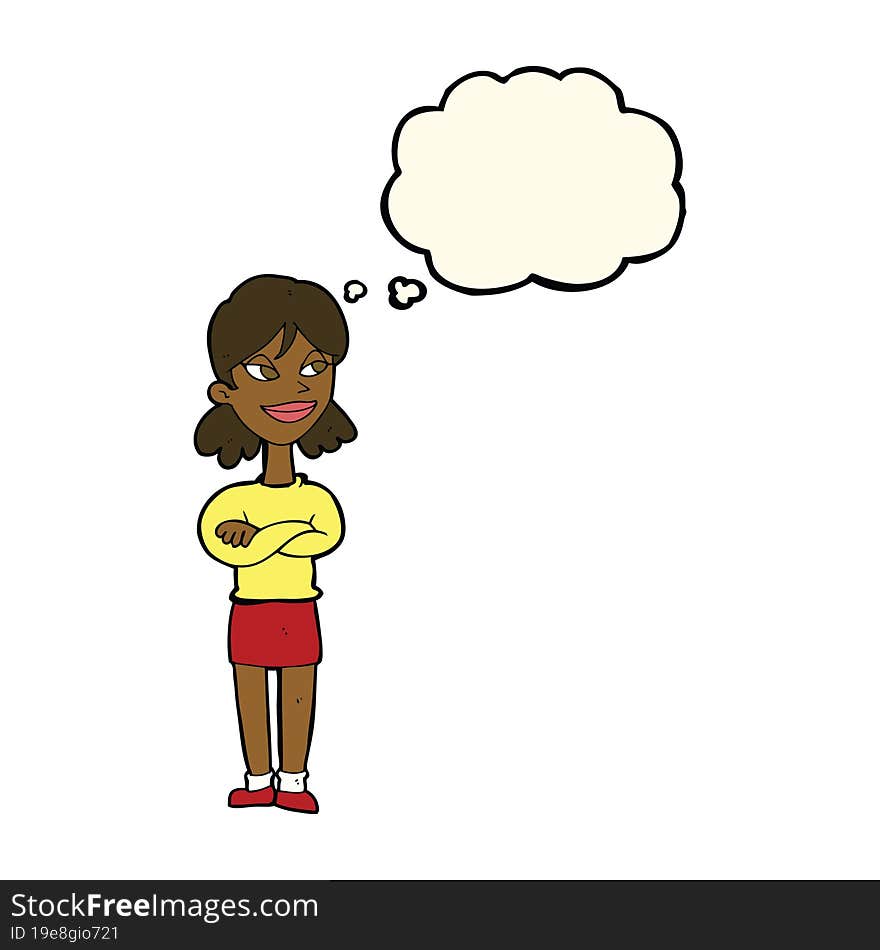 Cartoon Smug Woman With Thought Bubble