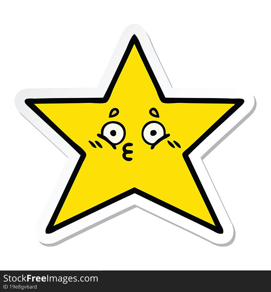 Sticker Of A Cute Cartoon Gold Star