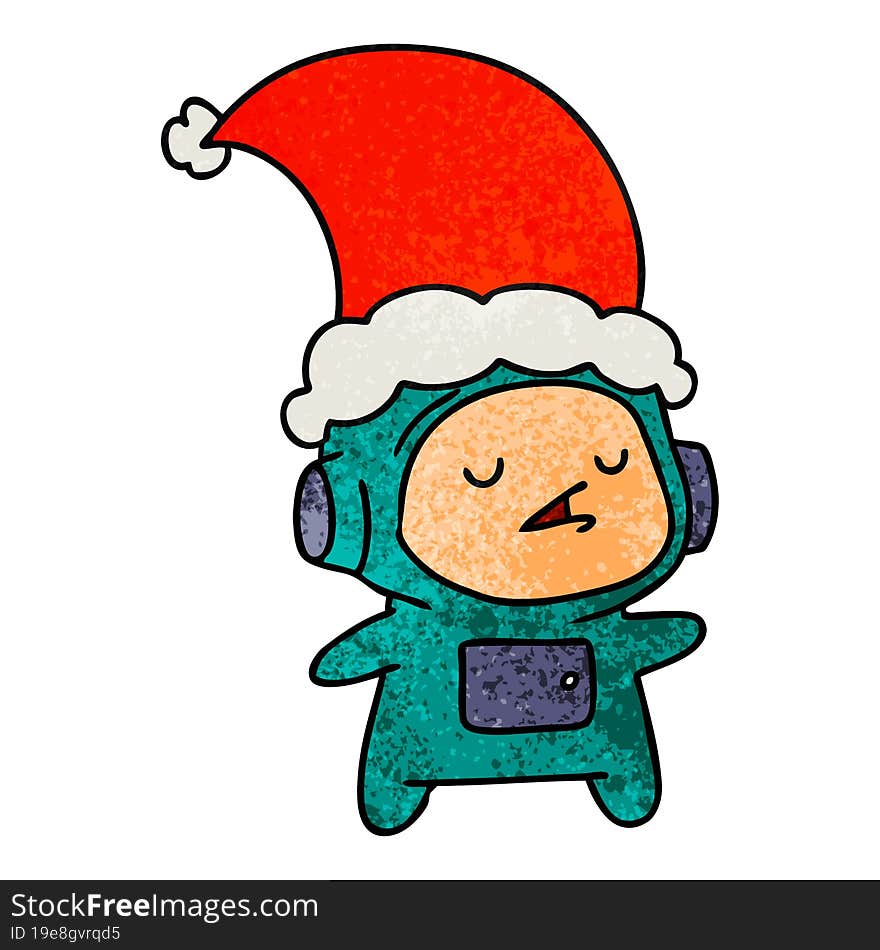 christmas textured cartoon of kawaii astronaut