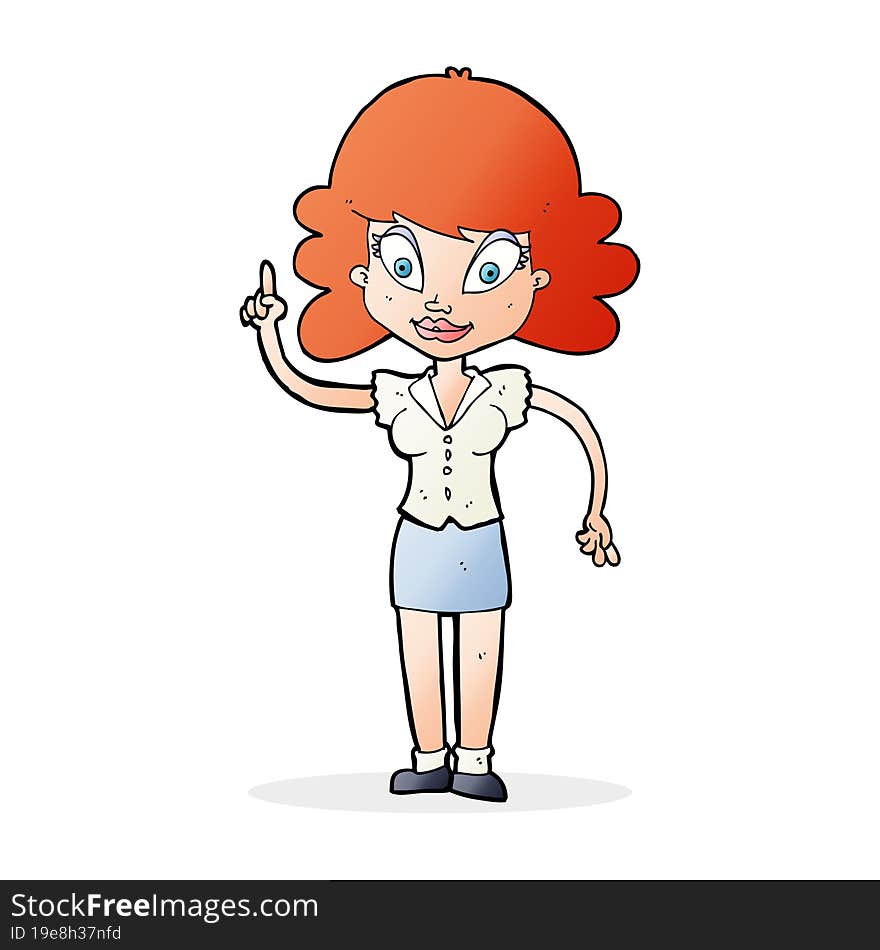 cartoon happy woman with idea