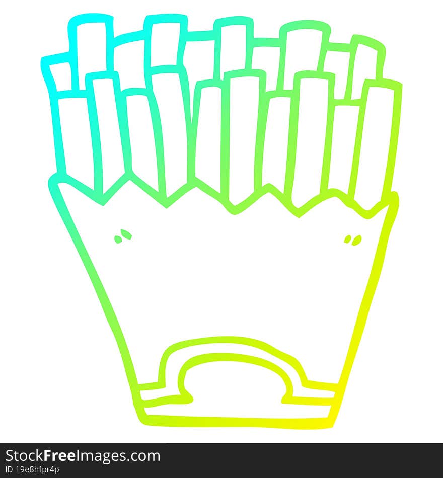 cold gradient line drawing cartoon french fries