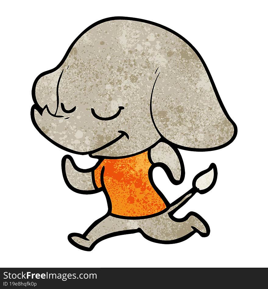 cartoon smiling elephant running. cartoon smiling elephant running