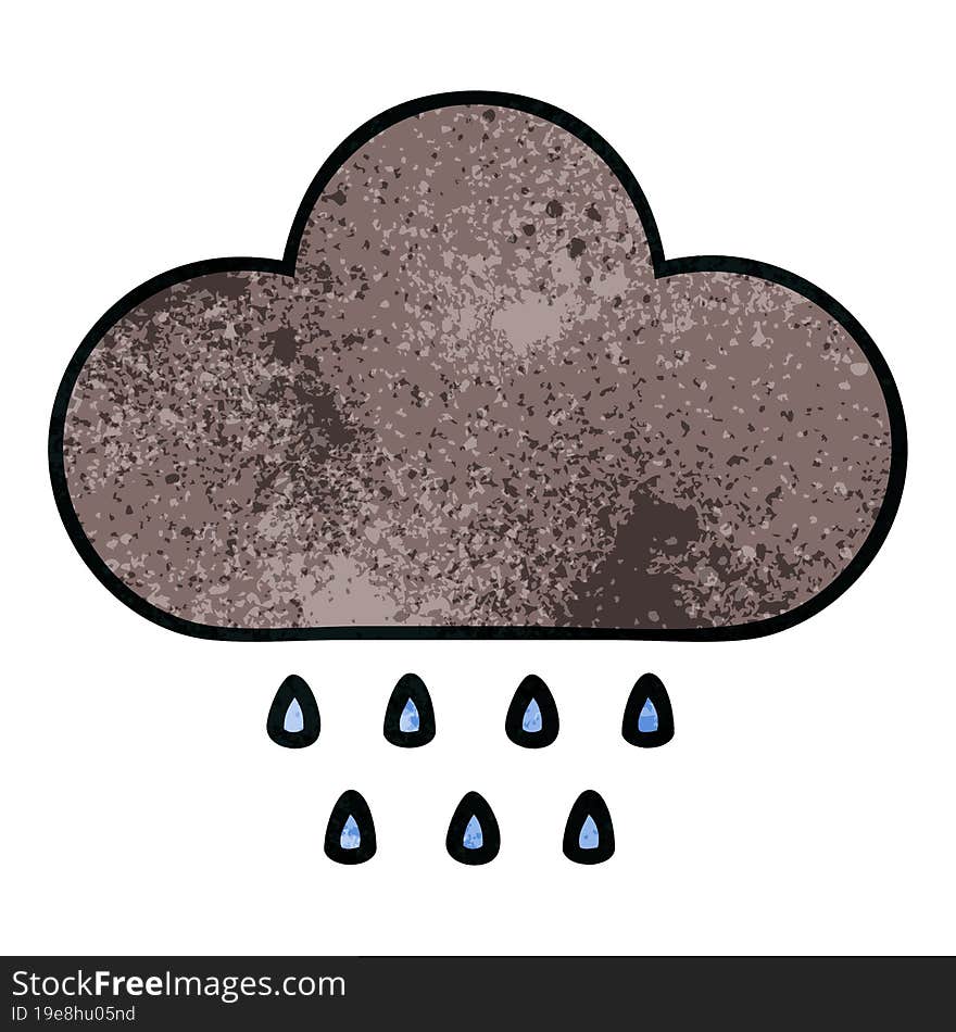 retro grunge texture cartoon of a storm rain cloud