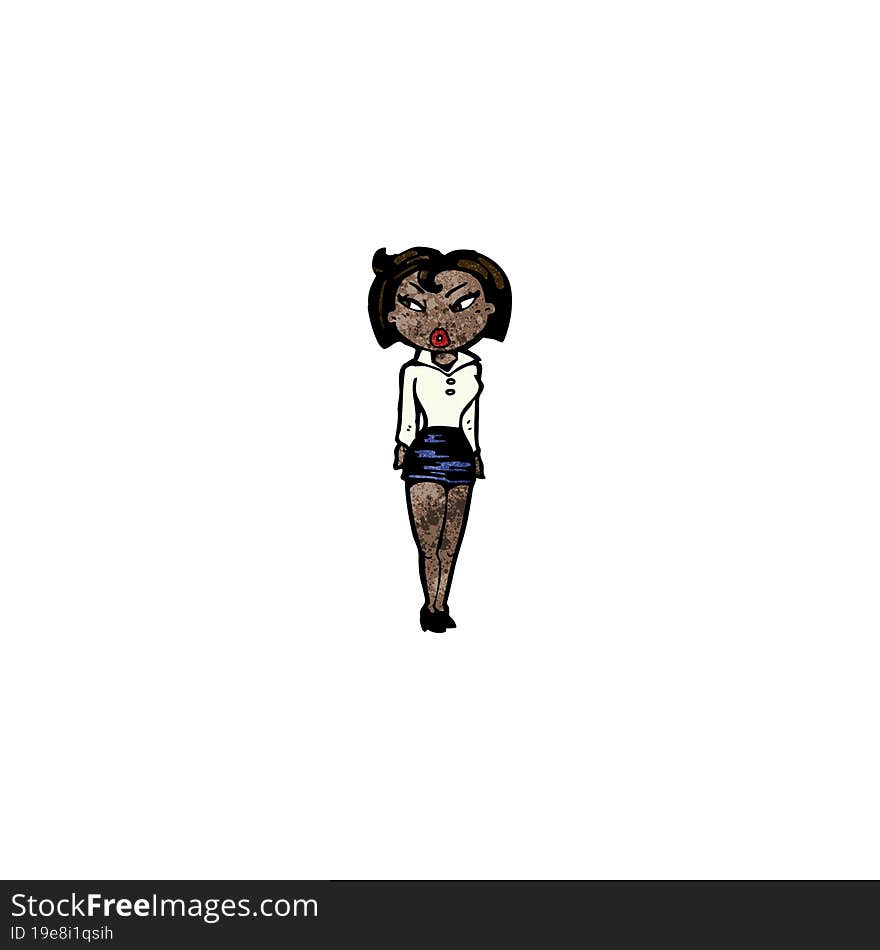 cartoon woman in short skirt