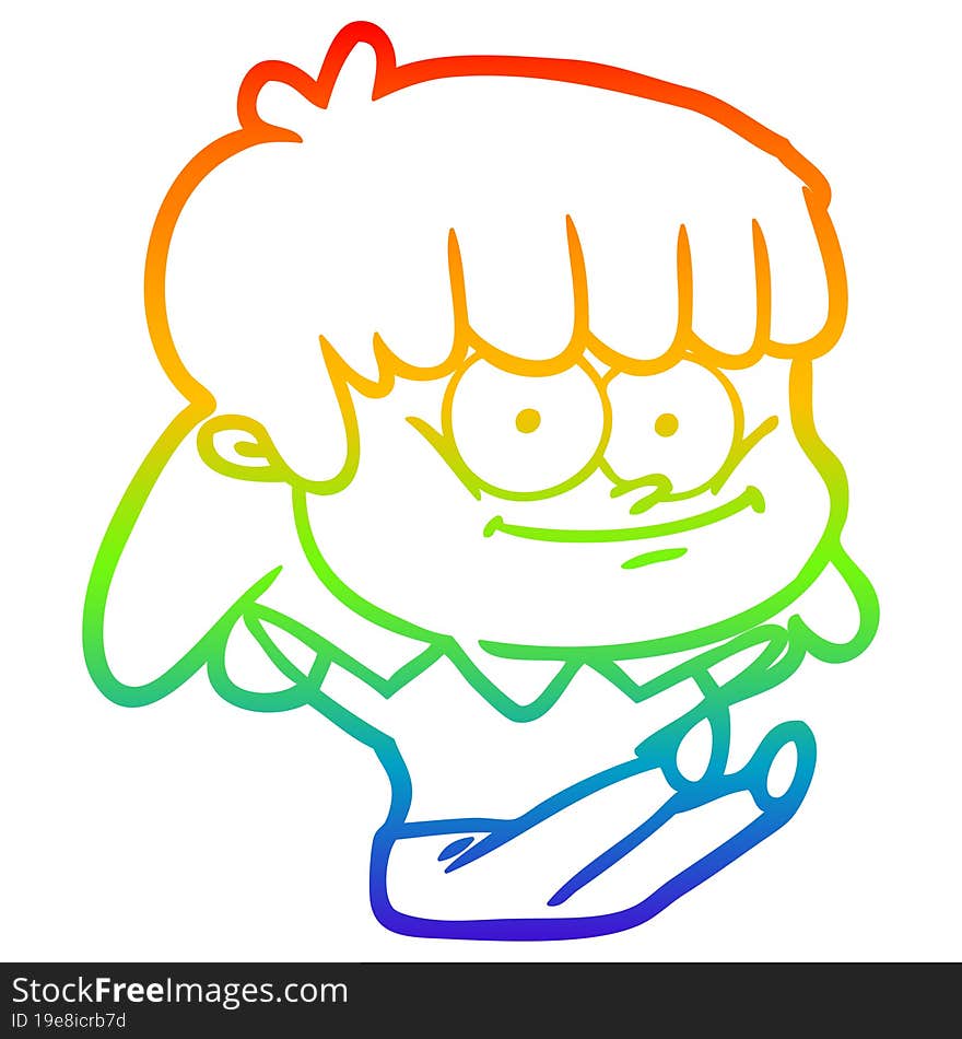 rainbow gradient line drawing cartoon smiling woman