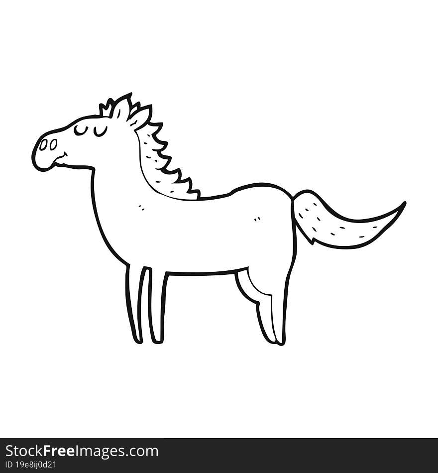 Black And White Cartoon Horse