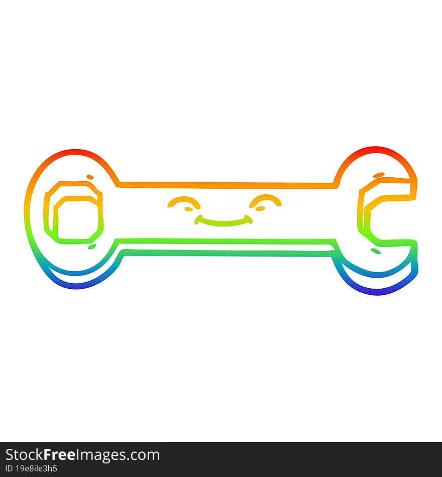 rainbow gradient line drawing cartoon spanner