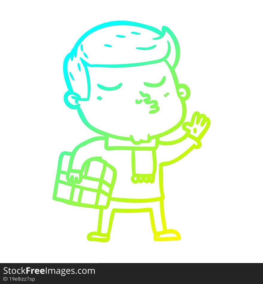 cold gradient line drawing cartoon model guy pouting