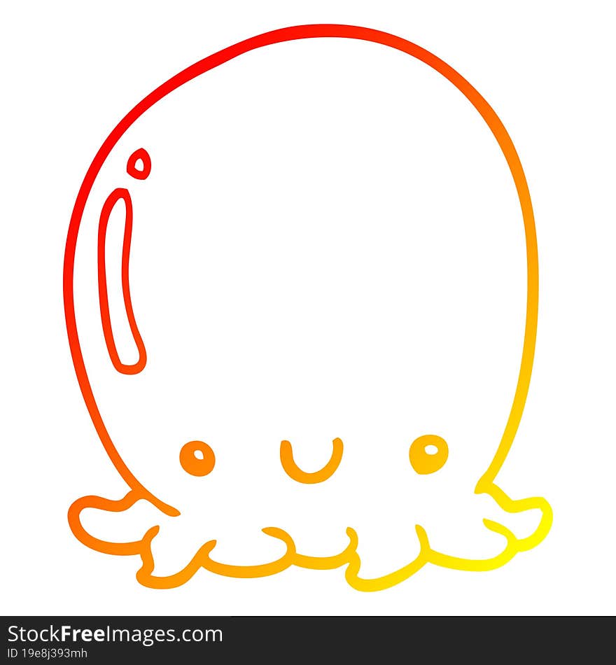 Warm Gradient Line Drawing Cute Cartoon Octopus