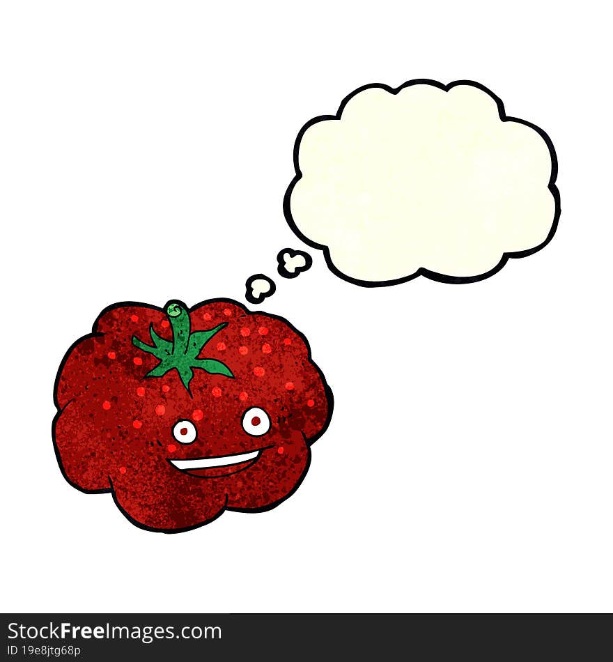 Cartoon Happy Tomato With Thought Bubble