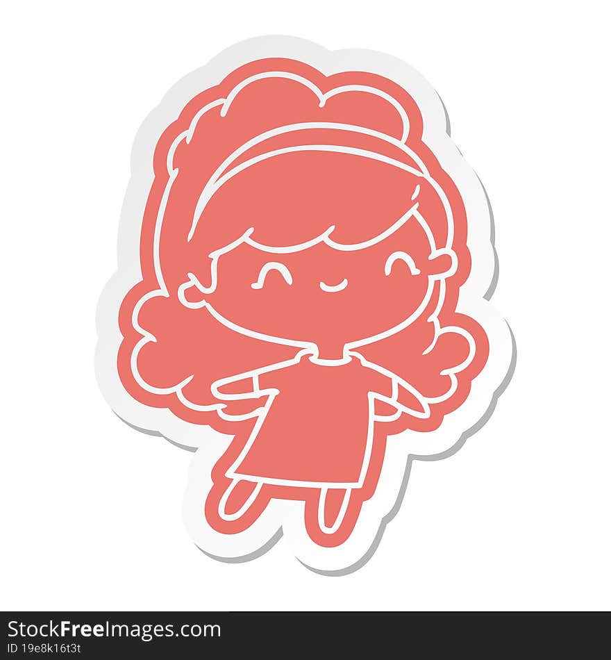 cartoon sticker kawaii girl with head band