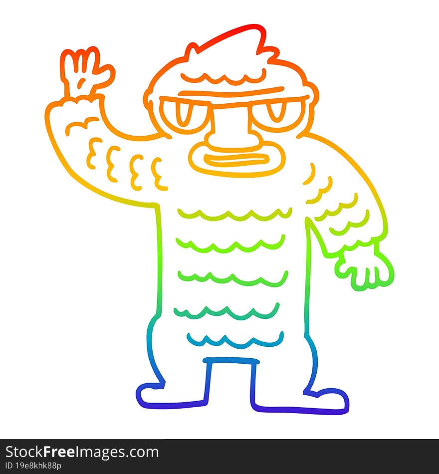 rainbow gradient line drawing cartoon big yeti