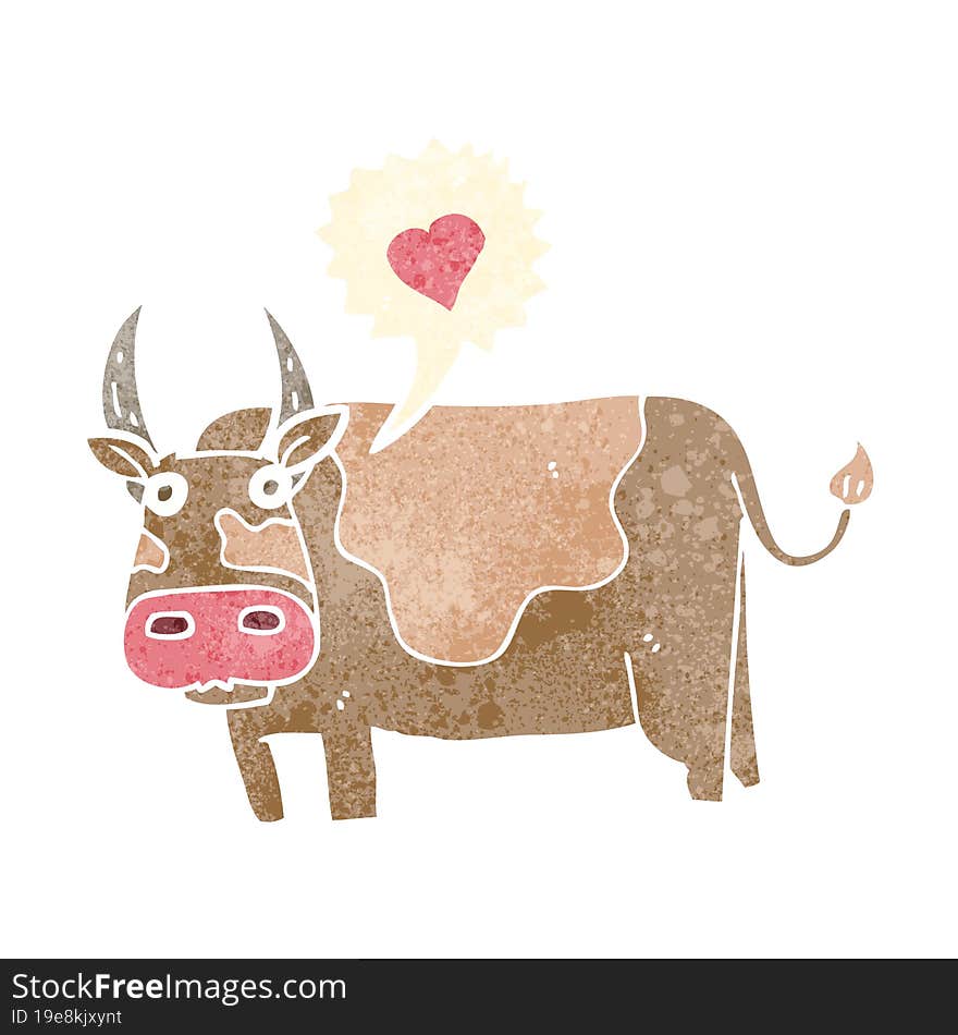 cartoon cow with love heart