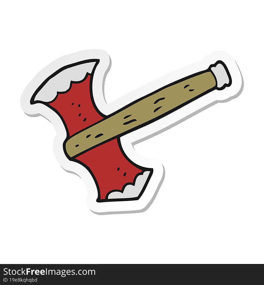 sticker of a cartoon axe