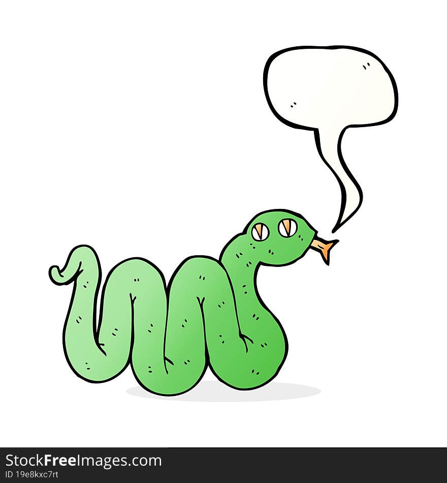 Funny Cartoon Snake With Speech Bubble