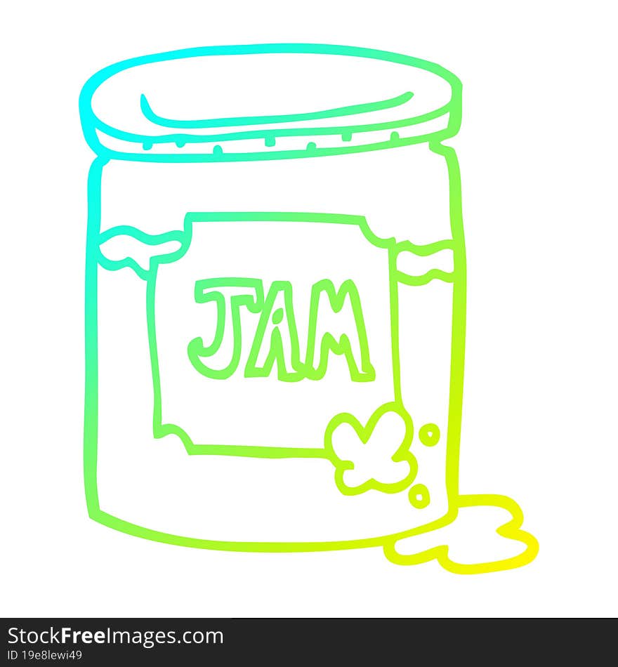 cold gradient line drawing of a cartoon jam pot