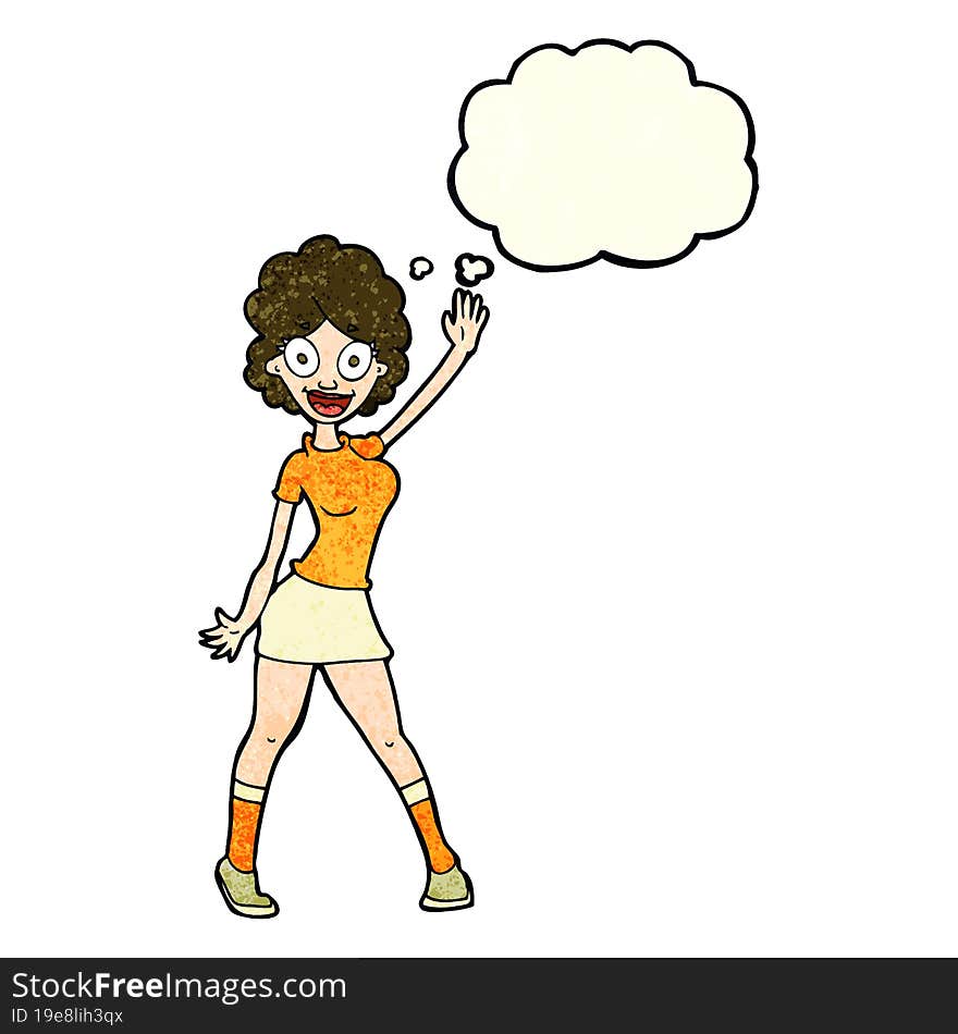 Cartoon Woman Dancing With Thought Bubble