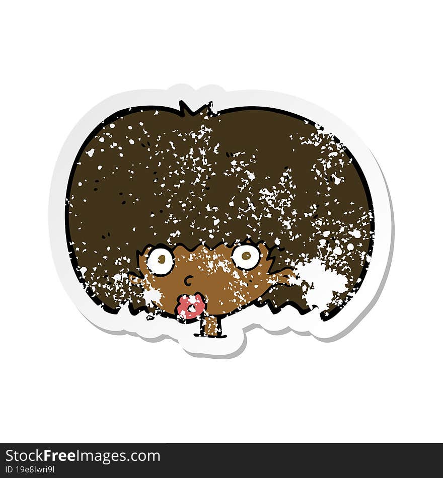 retro distressed sticker of a cartoon surprised woman