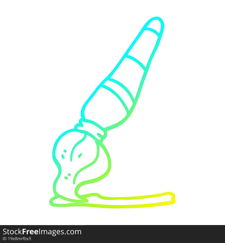 cold gradient line drawing of a cartoon art paint brush