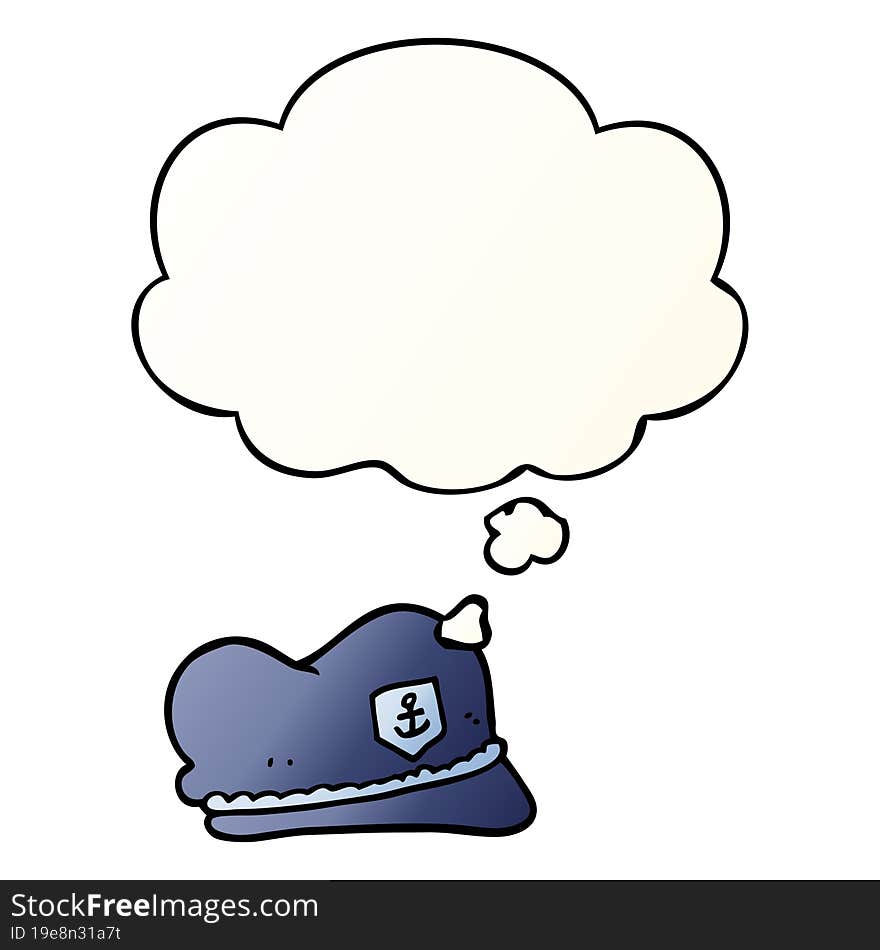 cartoon sailor hat with thought bubble in smooth gradient style