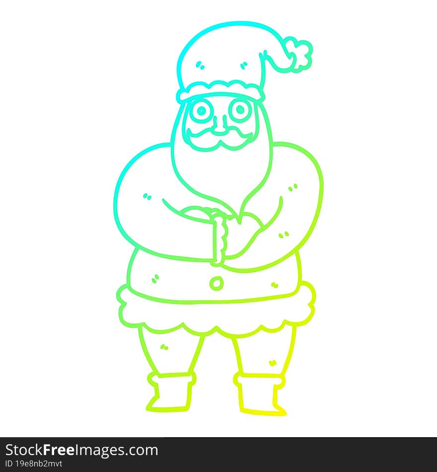 cold gradient line drawing cartoon father christmas