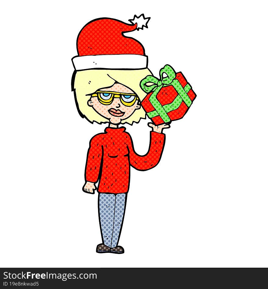 cartoon woman getting ready for christmas