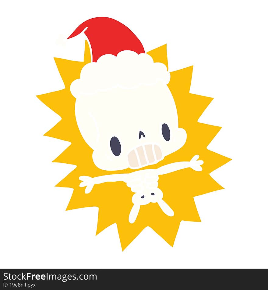 christmas cartoon of kawaii skeleton