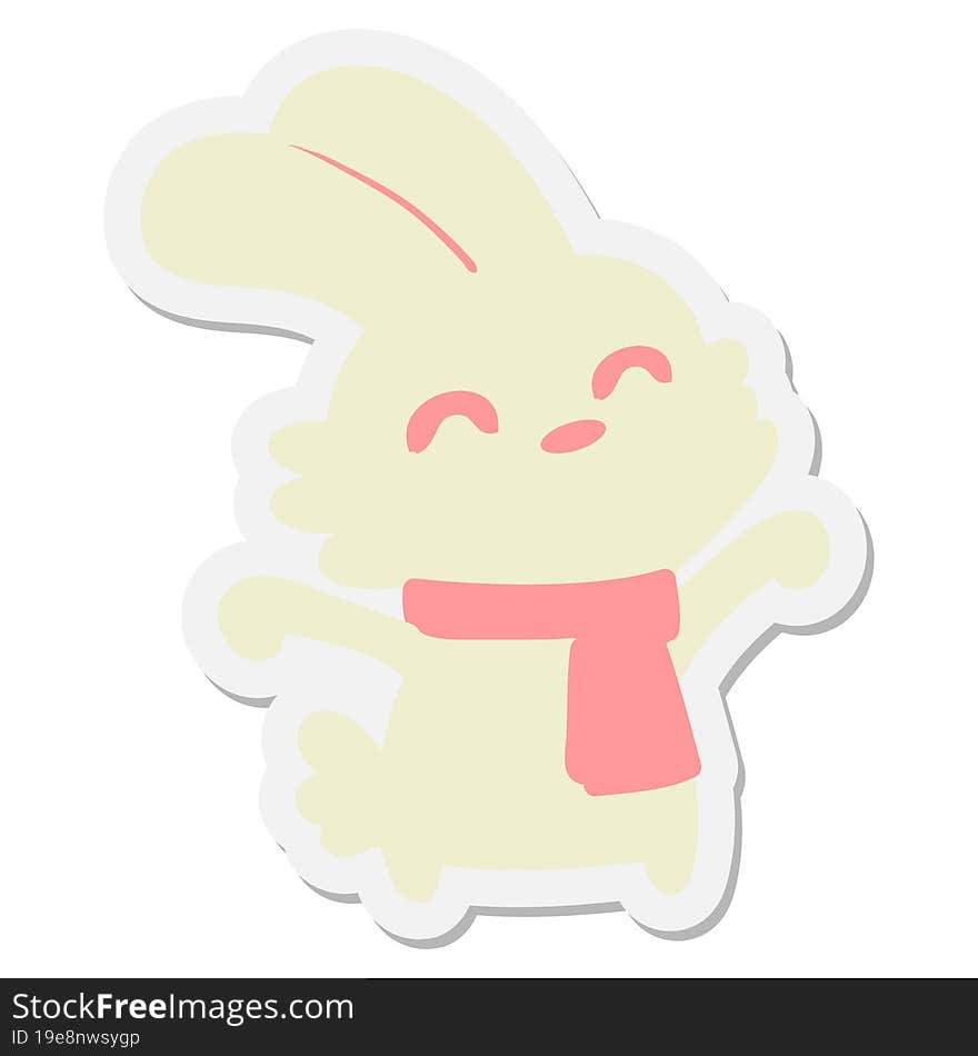 rabbit with scarf yawning sticker