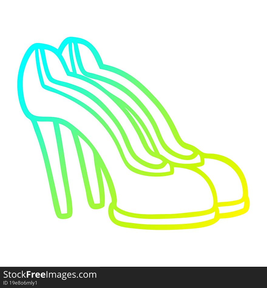 cold gradient line drawing cartoon red shoes