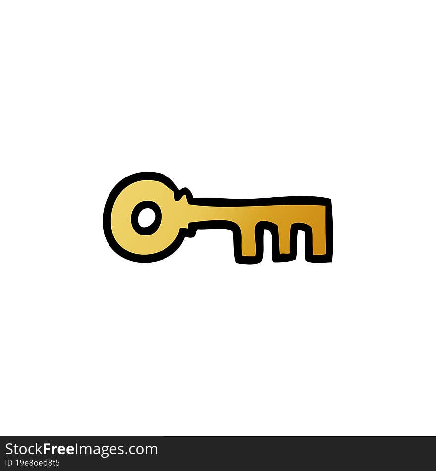 gradient cartoon doodle of a brass key