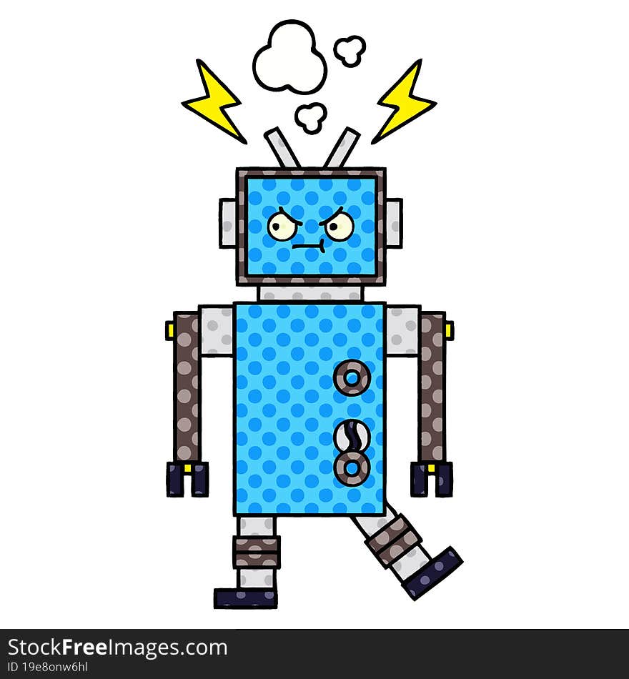 comic book style cartoon of a robot