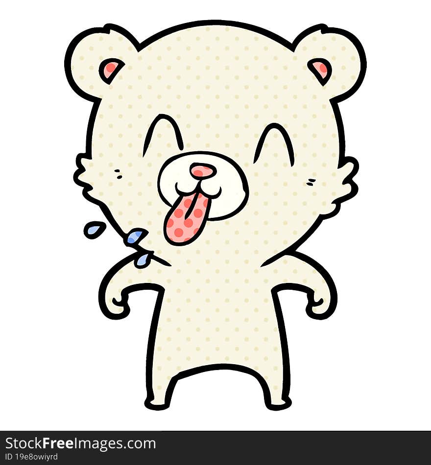 rude cartoon polar bear sticking out tongue. rude cartoon polar bear sticking out tongue