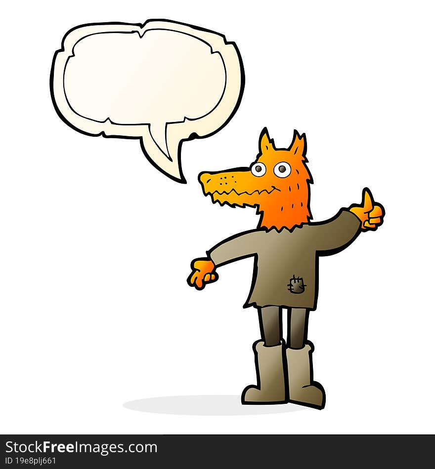 cartoon fox man with speech bubble