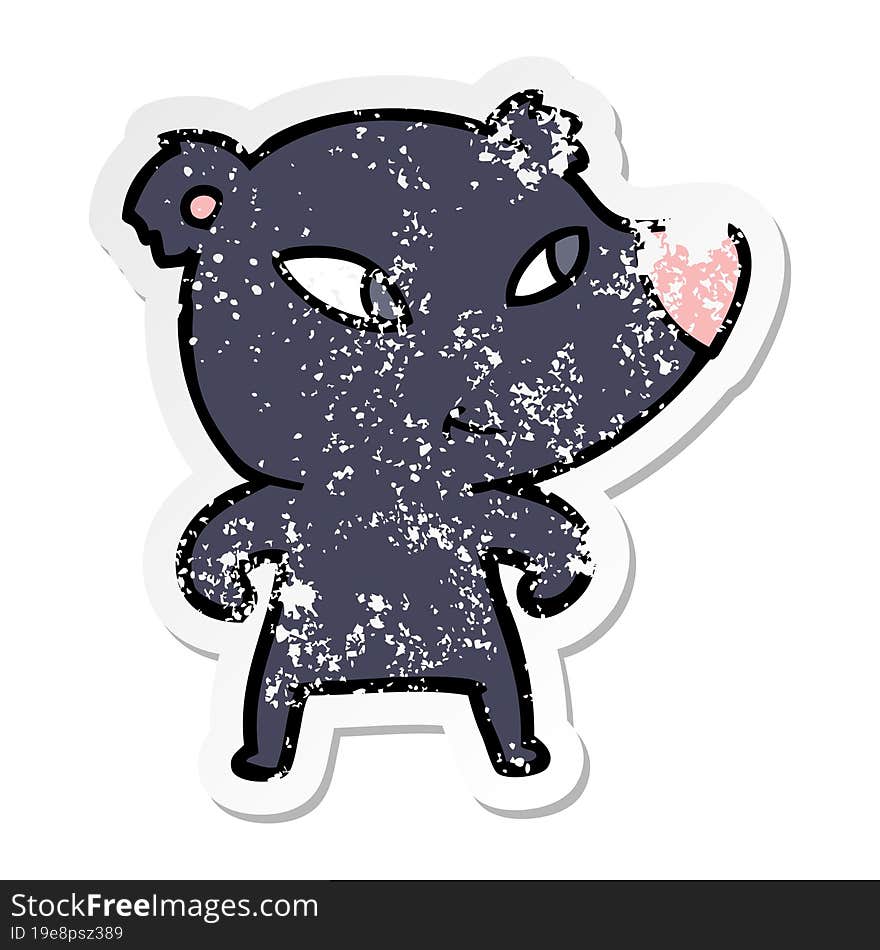 Distressed Sticker Of A Cute Cartoon Bear