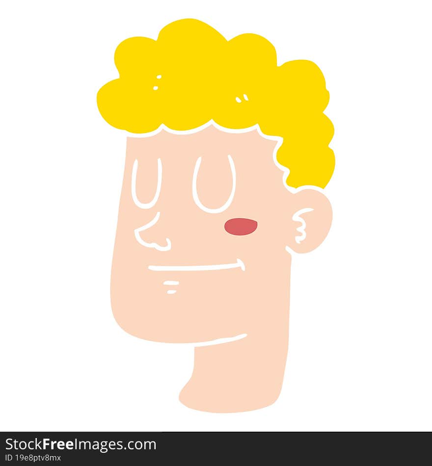 Flat Color Style Cartoon Male Face