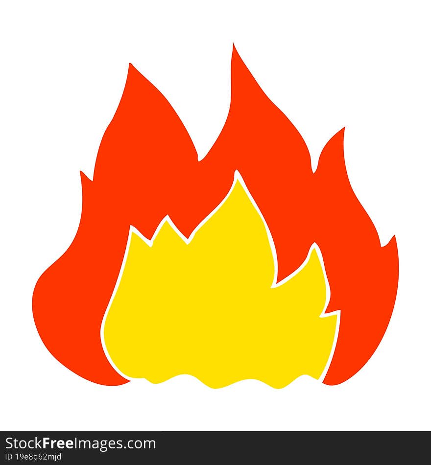 flat color illustration of a cartoon fire