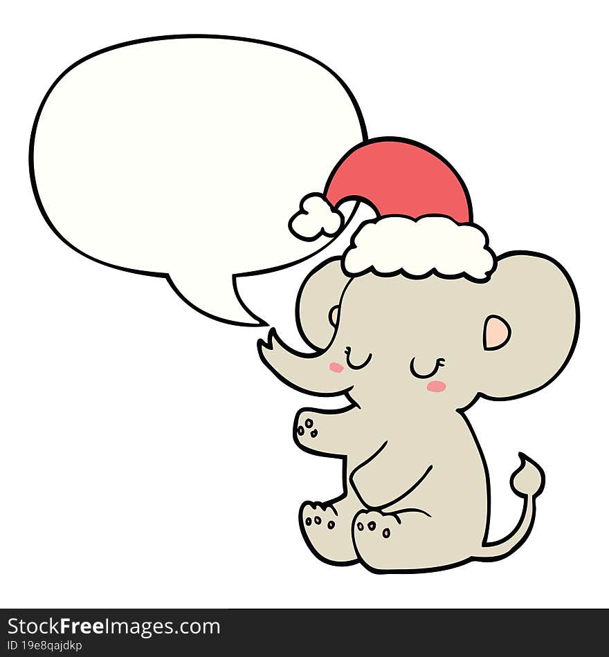 cute christmas elephant and speech bubble