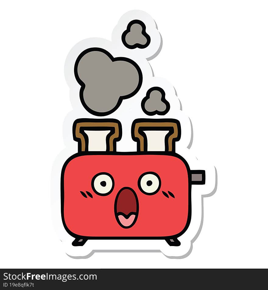 sticker of a cute cartoon of a toaster