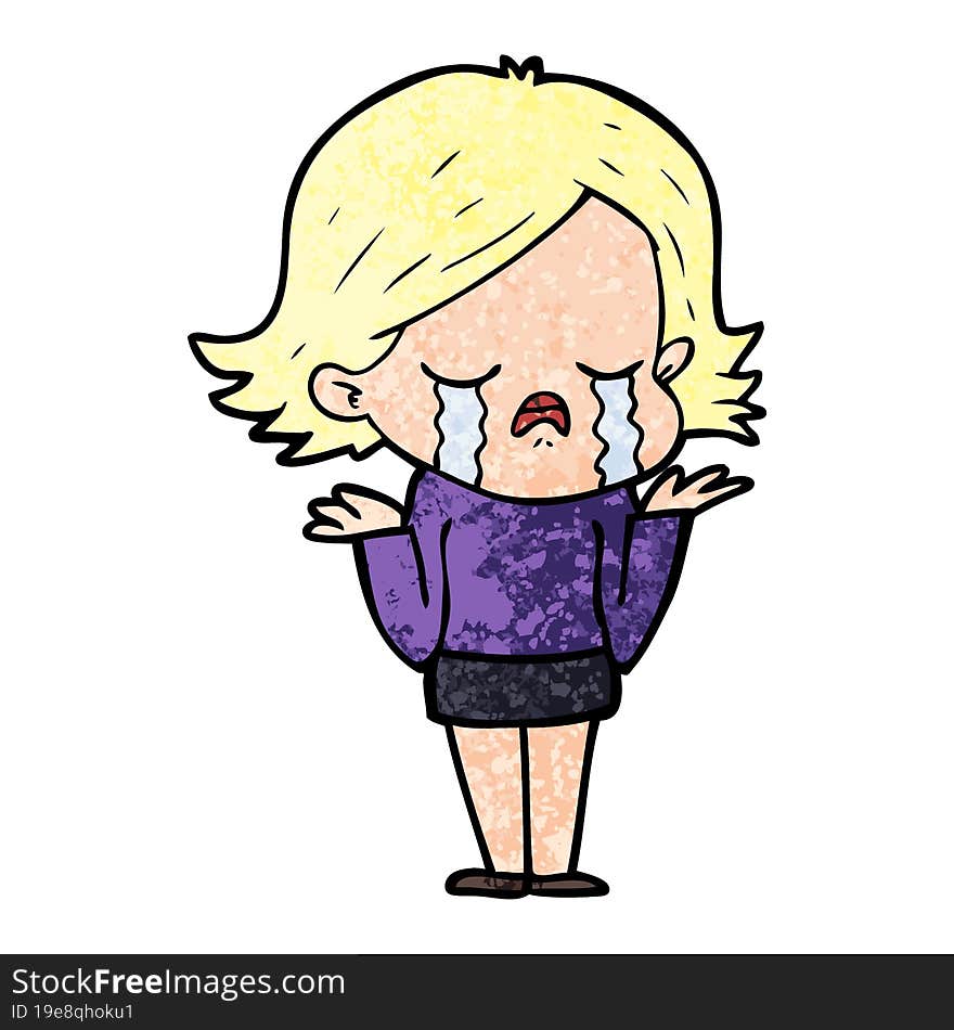 cartoon girl crying. cartoon girl crying