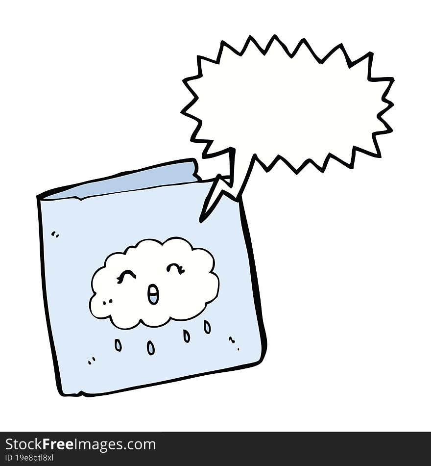 cartoon card with cloud pattern with speech bubble