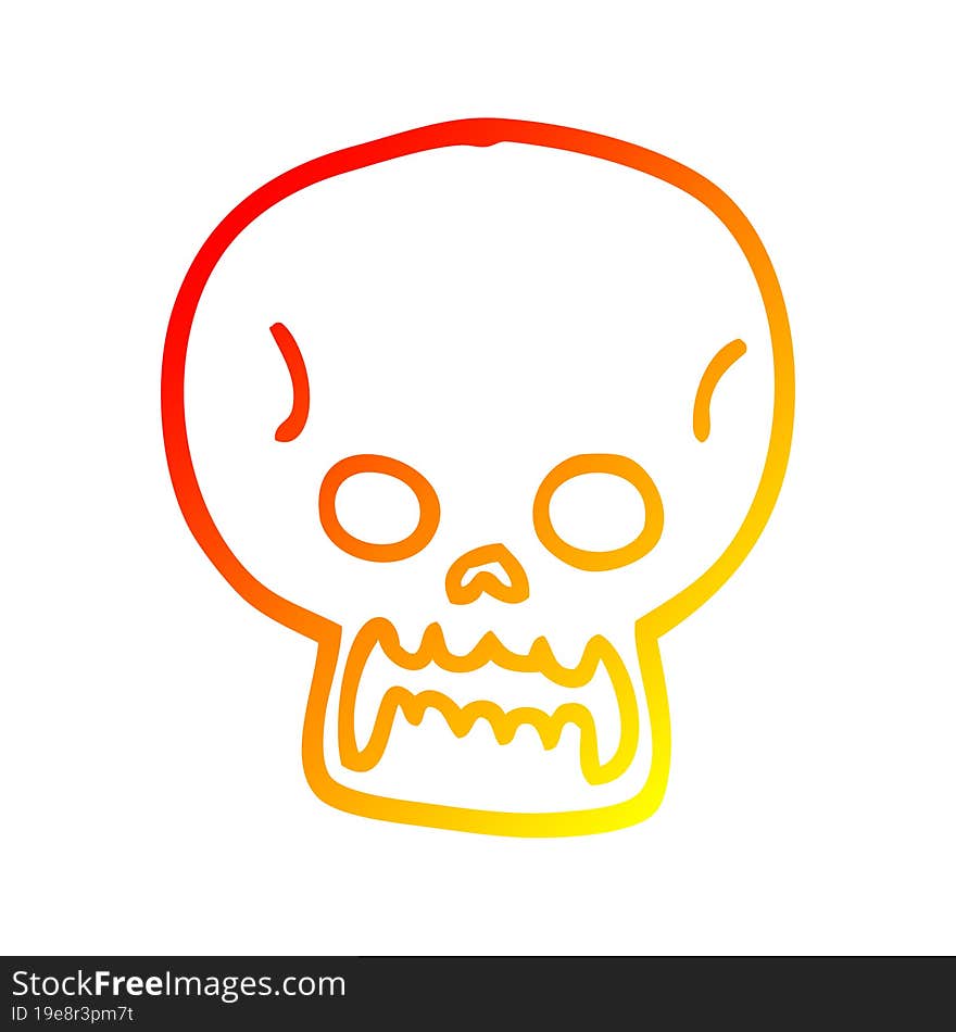 warm gradient line drawing cartoon halloween skull